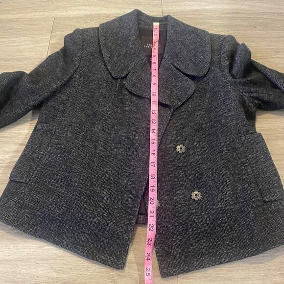 Robert Rodriguez women's grey collared button front cotton blend blazer - Picture 6 of 8